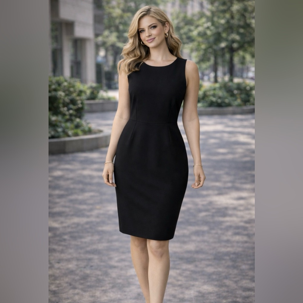 Trina Turk Dress Black 10 Classic Career Church Stretch Sheath